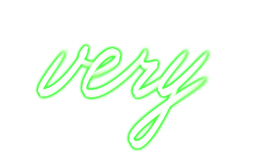 Neon green very word handwritten calligraphy glowing text isolated on transparent background creative typography element for design