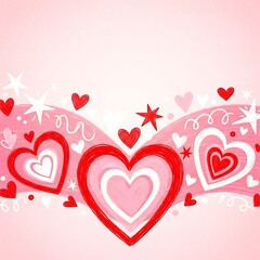 heart design with stars and hearts on pink background