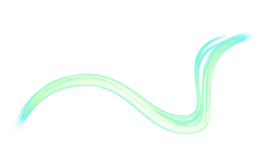 Teal green wave light trail flowing motion glowing energy streak isolated on transparent background creative abstract neon element