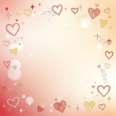 heart frame with stars on pink background for valentines day