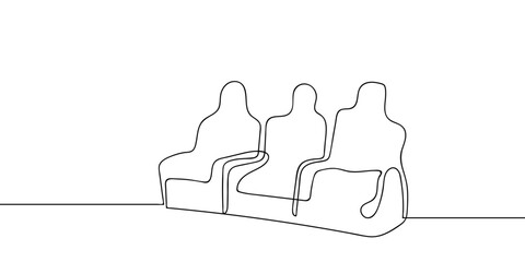Continuous line art, chair, ride, roller coaster. line drawing style Vector on transparent background Editable stroke.