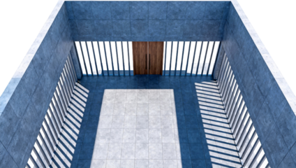 Minimalist Indoor Hall with Stone Flooring and Wooden Door