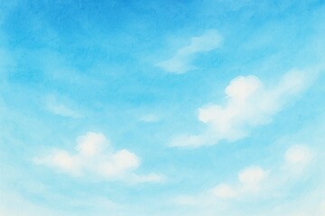 Soft Blue Sky with Light Clouds Watercolor Background
