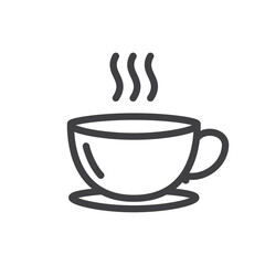Outline coffee cup icon isolated flat style design.