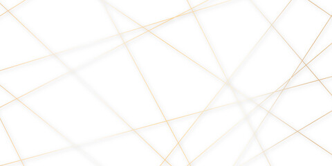 Abstract minimalistic white background with elegant intersecting golden lines forming a geometric pattern. random chaotic line and creative geometric many square, triangle shape background.