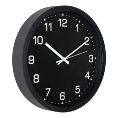 Modern style wall clock on transparent background.
