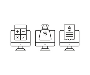 finance line icons set vector illustration