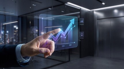 Dynamic business growth strategy modern office digital presentation high-tech environment professional viewpoint visual analytics