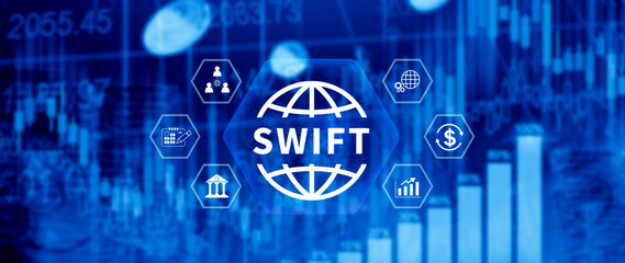 SWIFT. Society for Worldwide Interbank Financial Telecommunications, online payment and financial regulation concept, Business and Technology Concept. not ai