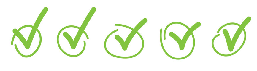 Variety hand drawn tick shape element design set