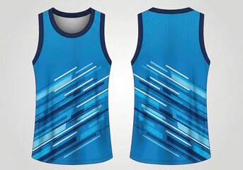 Men's performance tank top with blue geometric shards and honeycomb background pattern. Cool, technical design for endurance sports and gym wear.
