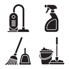 Home cleaning washing machine silhouette for laundry and hygiene