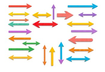 Set of various vector arrows pointing in different directions, isolated on white, progress, business