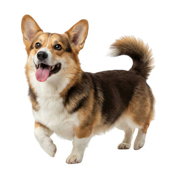 Happy Pembroke Welsh Corgi Dog Standing Isolated on White Background