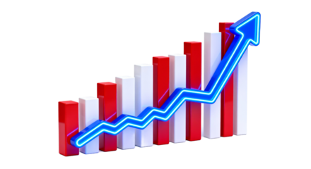 Business Growth with Bar Chart and Rising Arrow