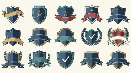 Collection of Blue Shield Badges and Emblems.