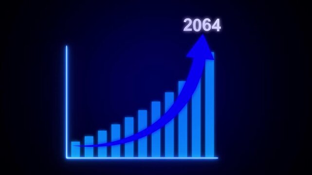 2064 new year business background.Business analyzes business growth by graphics, Target plan. Growth, arrow up. Finance, Bar graph going.