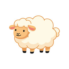 Obraz premium An adorable sheep illustration displays a smiling animal with fluffy wool standing alone.