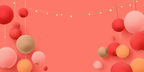 Light Red Chinese New Year Banner Background