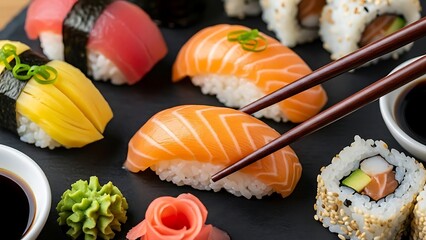 Delicious sushi platter