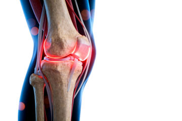 Human Knee Joint Anatomy with Red Highlight