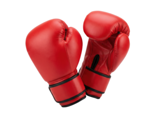 Pair of Red Leather Boxing Gloves Isolated on White Background