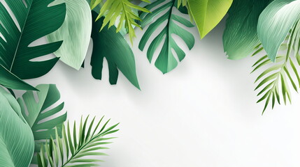 summer bright tropical leaves clean background modern minimal