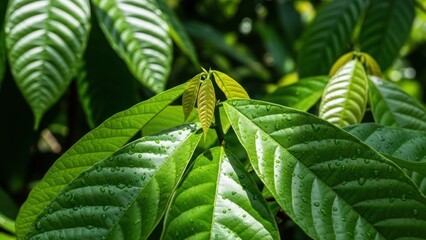 Vibrant Green Leaves in Natural Setting.
