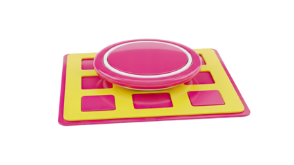 3D Render of a Pink and Yellow Bingo Card with a Marker