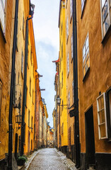 Beautiful street in Old Town of Stockholm, Sweden.