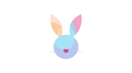 Obraz premium Abstract bunny ear inspired vector shape with minimalist geometric curves and pastel color blocks on white background