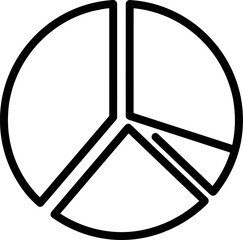 Pie Chart Icon, Minimal Black and White Analytics and Data Distribution Silhouette
