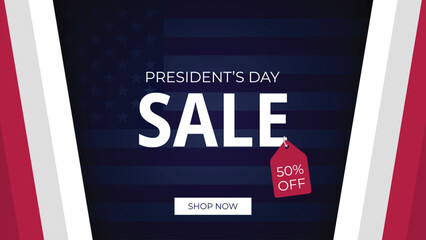 Happy Presidents Day USA Sale Promotion Banner
