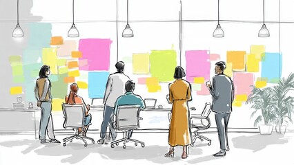 Brainstorming session in modern office