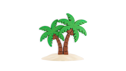 Two Cartoon Palm Trees on a Sand Dune