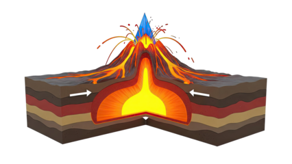 Volcanic Eruption Cross-Section
