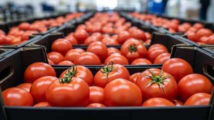 Automated food canning line filling red sauce