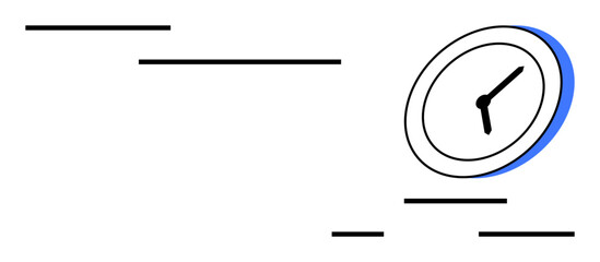 Time management, productivity, speed, efficiency, deadline, workflow. Clock in motion with dynamic lines. Time management and productivity concept for modern efficiency and organization