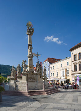 Pests�ule monument on Hauptplatz in Leoben Styria Austria on a sunny day