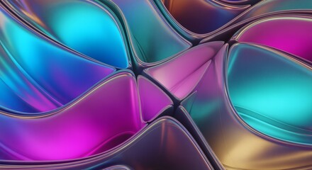 Neon glowing night palette is used for surreal futuristic pearl iridescent folds. Premium abstract concept