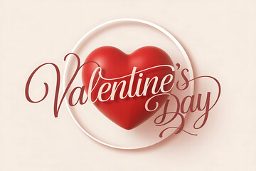 Valentines day red heart with elegant typography