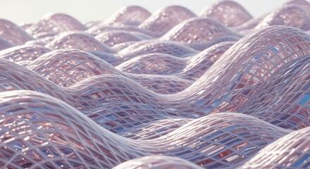 Liquid pastel mesh is designed with fluid abstract waves and bright daylight shimmer. Dreamy surreal concept