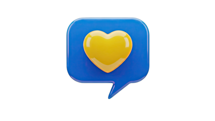 Blue Speech Bubble with Yellow Heart Icon