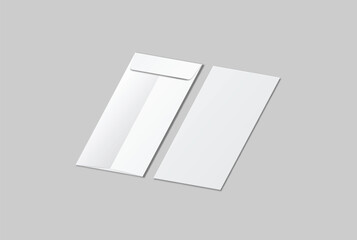 DL envelope mockup with blank paper mockup on neutral background, clean stationery composition for corporate branding, business correspondence, mailing design, invitation layout, print presentation	