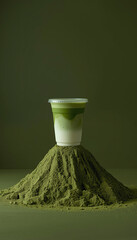 Fresh green tea in cup in green tea flavor in studio product photography