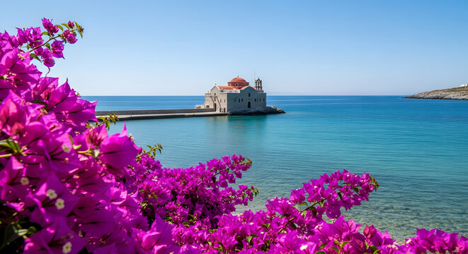 Monastery of Panagia Chrisopigi on the Aegean Sea in Sifnos, Cyc
