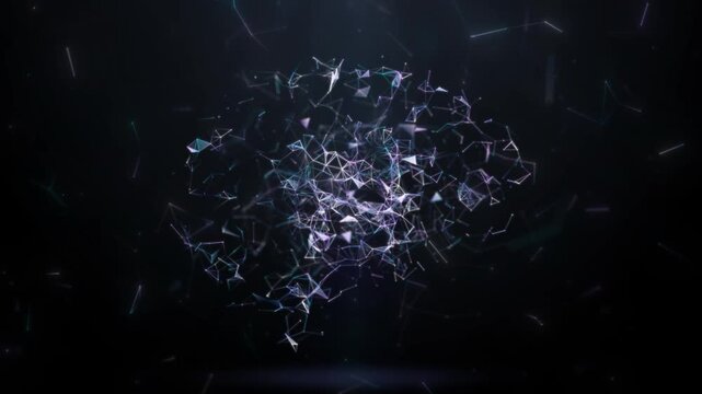 Virtual dots and lines connecting brain videos symbolize artificial intelligence.