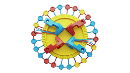 Abstract Mechanical Structure with Colorful Elements