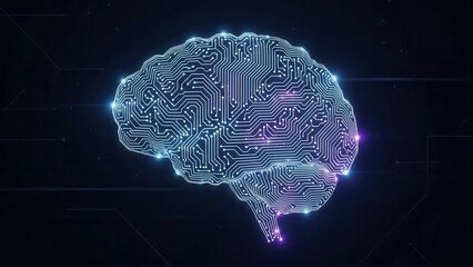 Digital Neural Network Brain Visualization Futuristic Technology Concept.