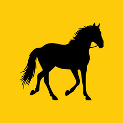 horse pose icon vector design monocolor on yellow background